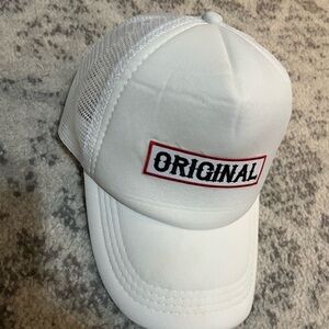 White Trucker Hat with 'Original' Embroidery